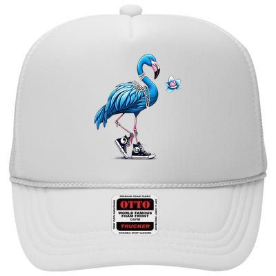 Flamingo Chucks And Pearls Comma La Kamala Harris 2024 High Crown Mesh Back Trucker Hat