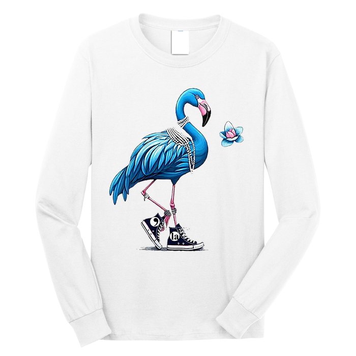 Flamingo Chucks And Pearls Comma La Kamala Harris 2024 Long Sleeve Shirt