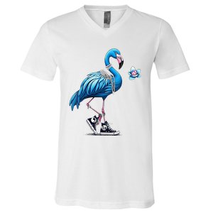 Flamingo Chucks And Pearls Comma La Kamala Harris 2024 V-Neck T-Shirt