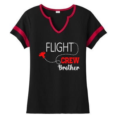 Flight Crew Airplane 1st Birthday Brother Airplane Family Ladies Halftime Notch Neck Tee