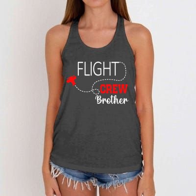 Flight Crew Airplane 1st Birthday Brother Airplane Family Women's Knotted Racerback Tank