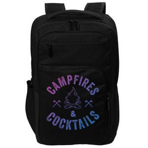 Funny Campfires And Cocktails Hiking Camping Ing Gift Impact Tech Backpack