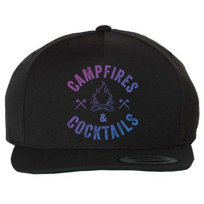 Funny Campfires And Cocktails Hiking Camping Ing Gift Wool Snapback Cap