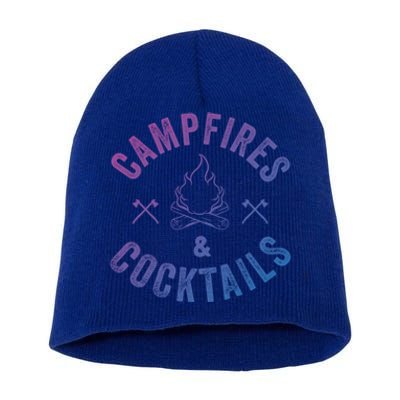 Funny Campfires And Cocktails Hiking Camping Ing Gift Short Acrylic Beanie