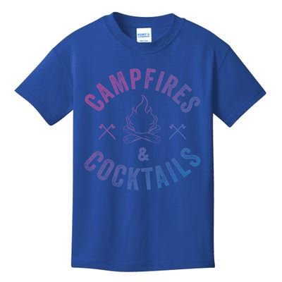 Funny Campfires And Cocktails Hiking Camping Ing Gift Kids T-Shirt