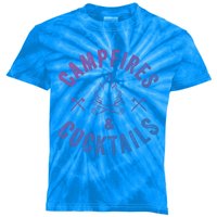 Funny Campfires And Cocktails Hiking Camping Ing Gift Kids Tie-Dye T-Shirt