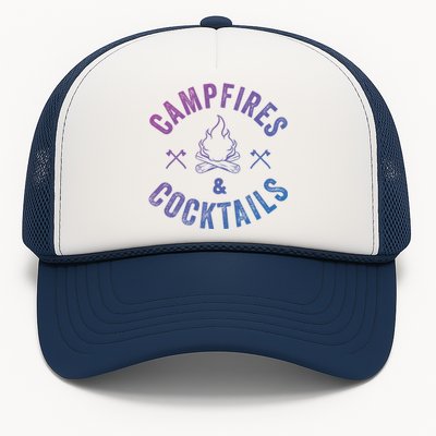 Funny Campfires And Cocktails Hiking Camping Ing Gift Trucker Hat