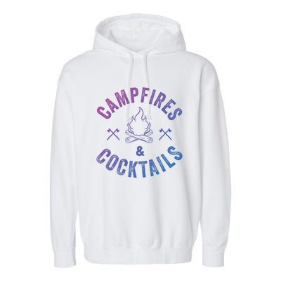 Funny Campfires And Cocktails Hiking Camping Ing Gift Garment-Dyed Fleece Hoodie