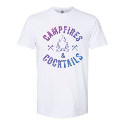 Funny Campfires And Cocktails Hiking Camping Ing Gift Softstyle® CVC T-Shirt