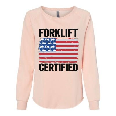 Forklift Certified American Flag Funny Forklift Driver Womens California Wash Sweatshirt