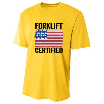 Forklift Certified American Flag Funny Forklift Driver Youth Performance Sprint T-Shirt