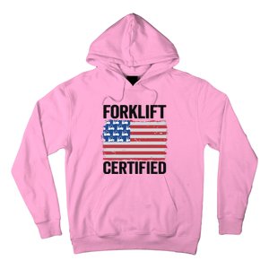 Forklift Certified American Flag Funny Forklift Driver Hoodie