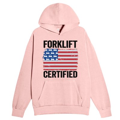 Forklift Certified American Flag Funny Forklift Driver Urban Pullover Hoodie