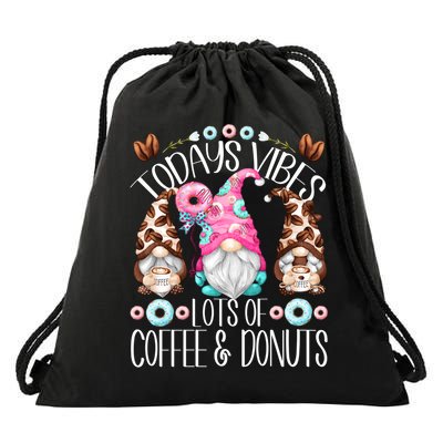 Funny Coffee And Donut Gnomes For And Donut Lover Gift Drawstring Bag