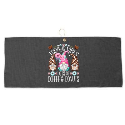 Funny Coffee And Donut Gnomes For And Donut Lover Gift Large Microfiber Waffle Golf Towel