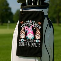 Funny Coffee And Donut Gnomes For And Donut Lover Gift Golf Towel