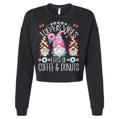 Funny Coffee And Donut Gnomes For And Donut Lover Gift Cropped Pullover Crew