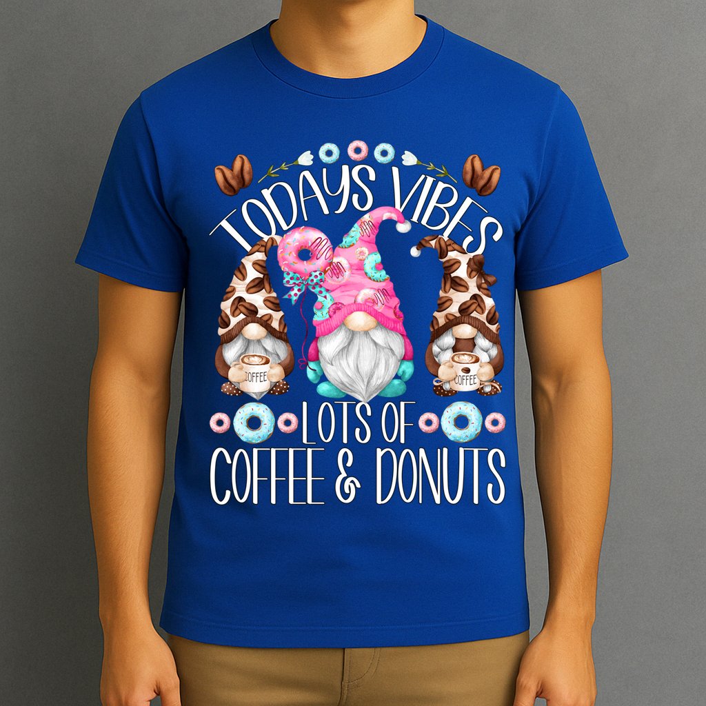 Funny Coffee And Donut Gnomes For And Donut Lover Gift T-Shirt