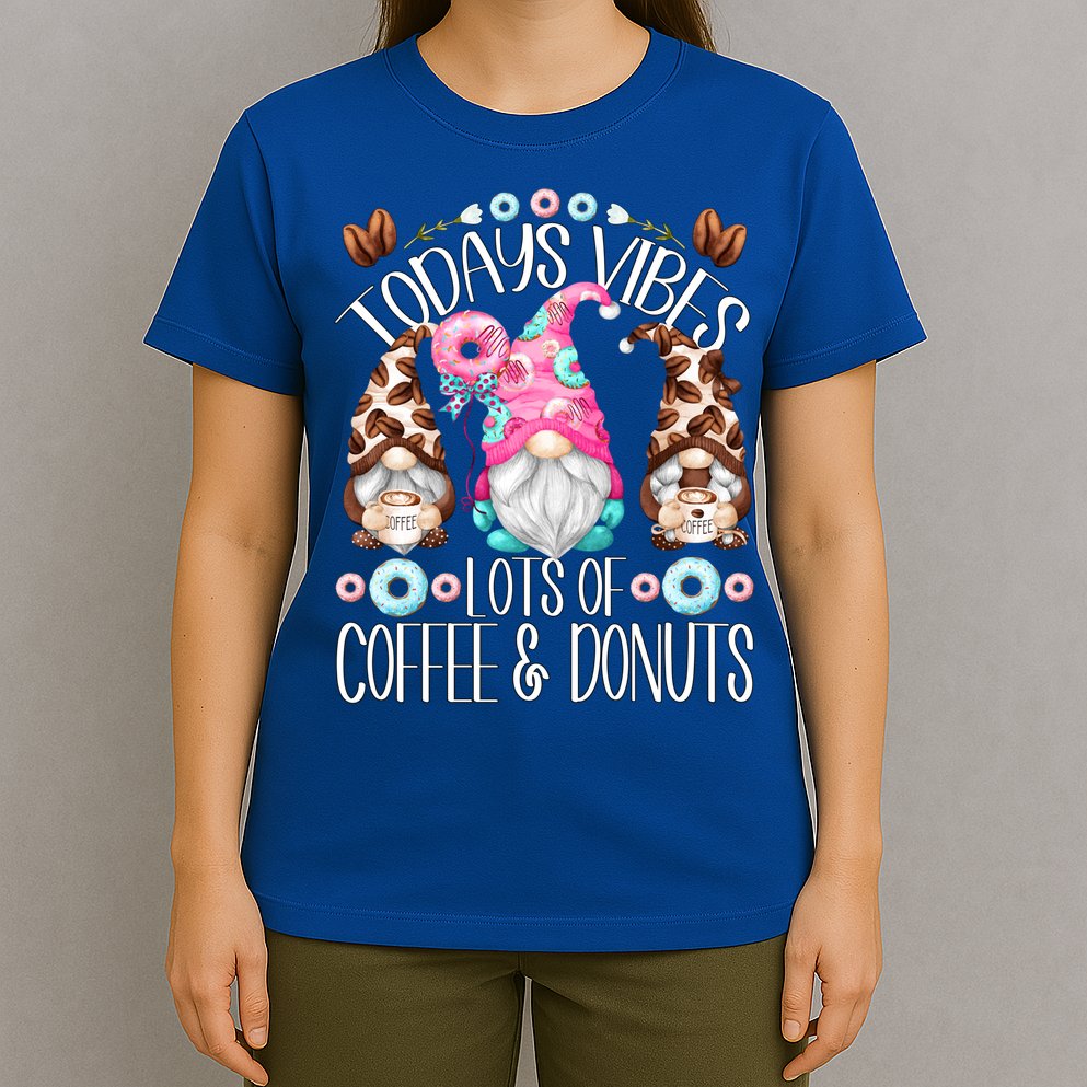Funny Coffee And Donut Gnomes For And Donut Lover Gift T-Shirt