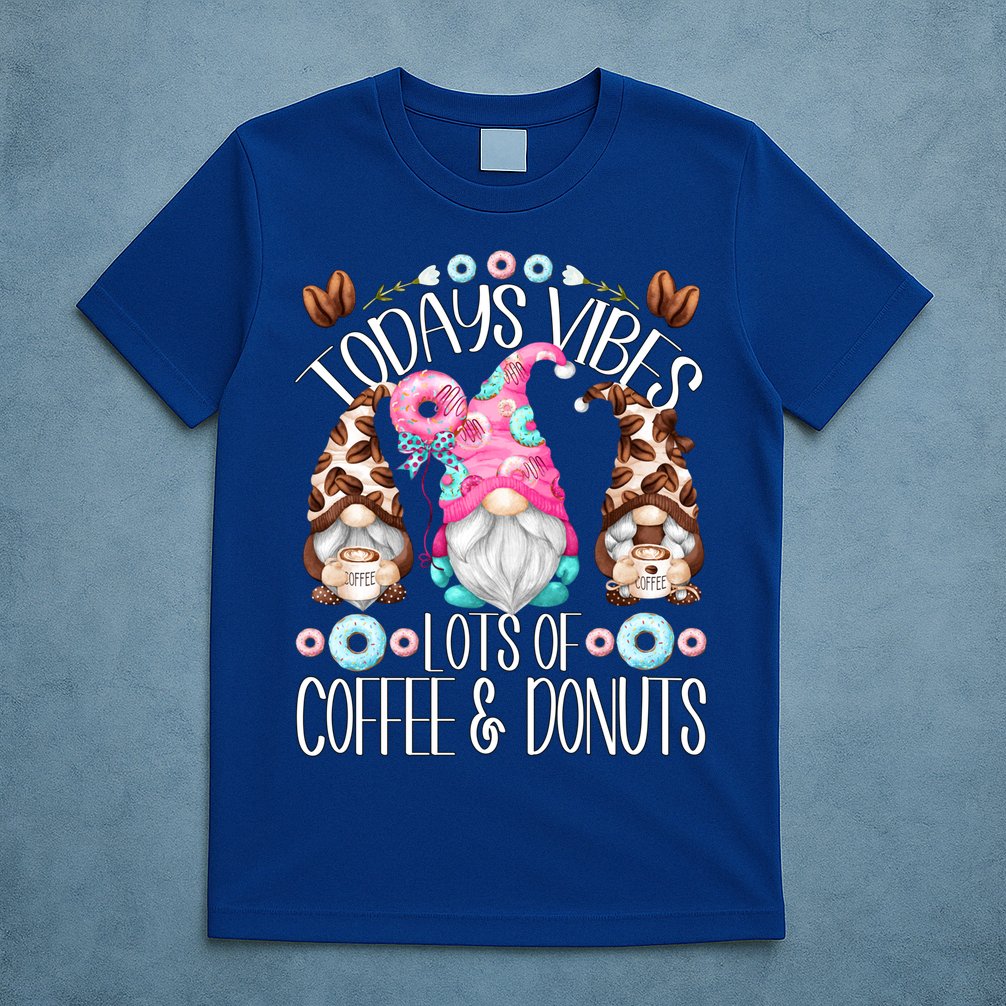 Funny Coffee And Donut Gnomes For And Donut Lover Gift T-Shirt