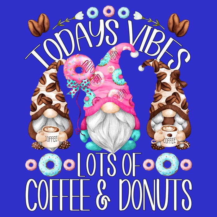 Funny Coffee And Donut Gnomes For And Donut Lover Gift V-Neck T-Shirt