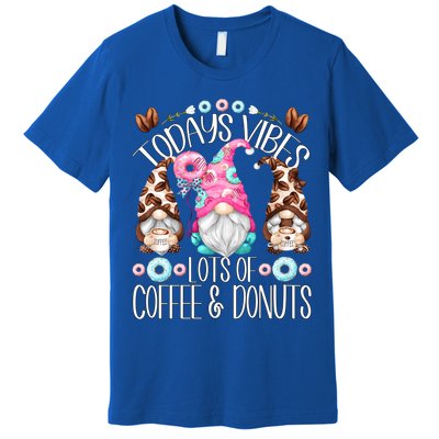 Funny Coffee And Donut Gnomes For And Donut Lover Gift Premium T-Shirt