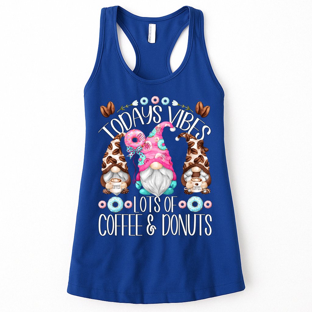 Funny Coffee And Donut Gnomes For And Donut Lover Gift Womens Tank Top