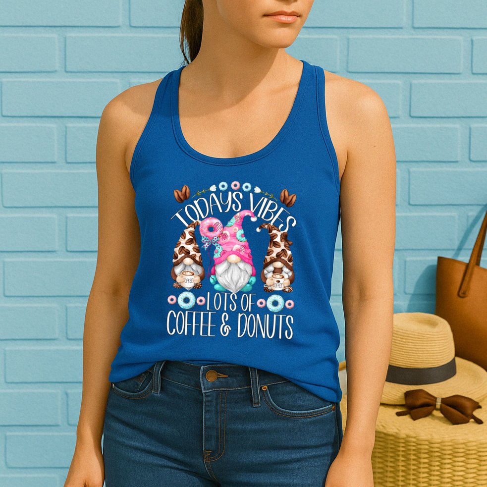Funny Coffee And Donut Gnomes For And Donut Lover Gift Womens Tank Top