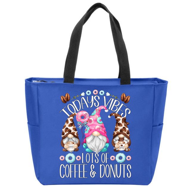 Funny Coffee And Donut Gnomes For And Donut Lover Gift Zip Tote Bag