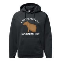 Funny Capybara Art For Men Women Kids Rodent Capybara Lover Performance Fleece Hoodie