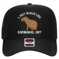 Funny Capybara Art For Men Women Kids Rodent Capybara Lover High Crown Mesh Back Trucker Hat