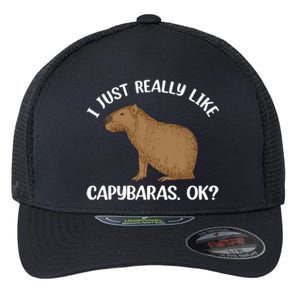 Funny Capybara Art For Men Women Kids Rodent Capybara Lover Flexfit Unipanel Trucker Cap