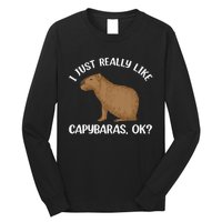 Funny Capybara Art For Men Women Kids Rodent Capybara Lover Long Sleeve Shirt