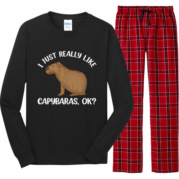 Funny Capybara Art For Men Women Kids Rodent Capybara Lover Long Sleeve Pajama Set