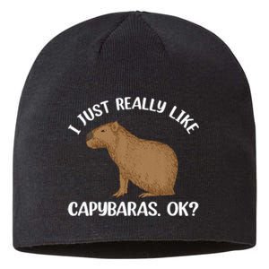 Funny Capybara Art For Men Women Kids Rodent Capybara Lover Sustainable Beanie