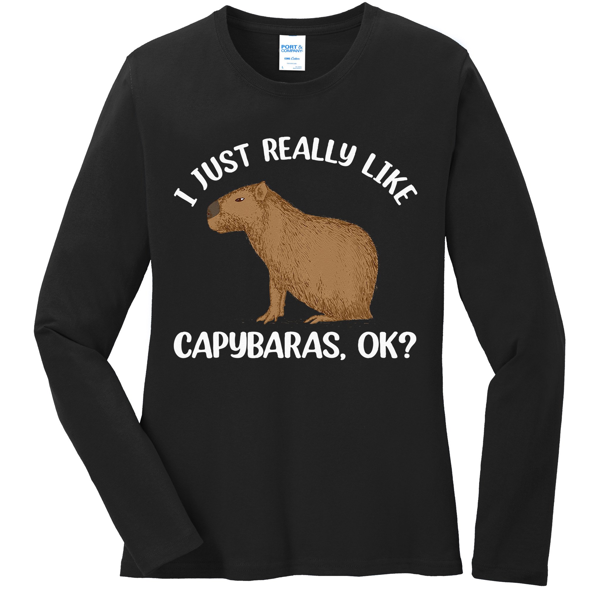 Funny Capybara Art For Men Women Kids Rodent Capybara Lover Ladies Long Sleeve Shirt