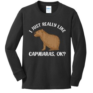 Funny Capybara Art For Men Women Kids Rodent Capybara Lover Kids Long Sleeve Shirt