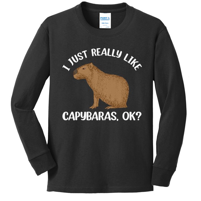 Funny Capybara Art For Men Women Kids Rodent Capybara Lover Kids Long Sleeve Shirt