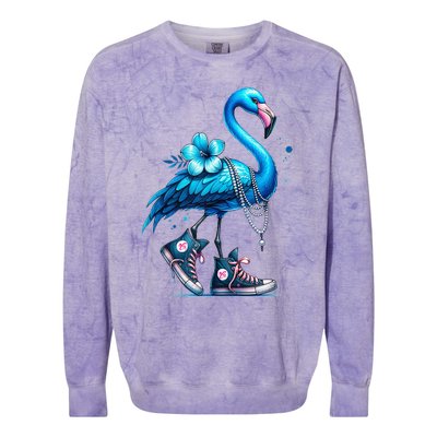 Flamingo Chucks And Pearls Comma La Kamala 2024 Gift Colorblast Crewneck Sweatshirt