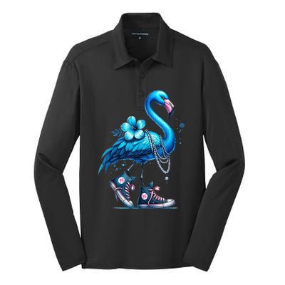 Flamingo Chucks And Pearls Comma La Kamala 2024 Gift Silk Touch Performance Long Sleeve Polo