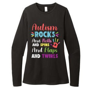 Fun Cute Autism Rocks Rolls Spins Flaps & Twirls Womens CVC Long Sleeve Shirt