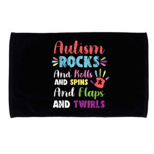 Fun Cute Autism Rocks Rolls Spins Flaps & Twirls Microfiber Hand Towel