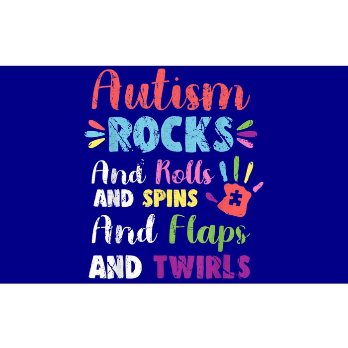 Fun Cute Autism Rocks Rolls Spins Flaps & Twirls Bumper Sticker