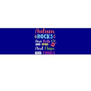 Fun Cute Autism Rocks Rolls Spins Flaps & Twirls Bumper Sticker