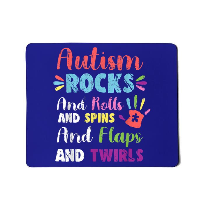 Fun Cute Autism Rocks Rolls Spins Flaps & Twirls Mousepad