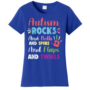 Fun Cute Autism Rocks Rolls Spins Flaps & Twirls Women's T-Shirt