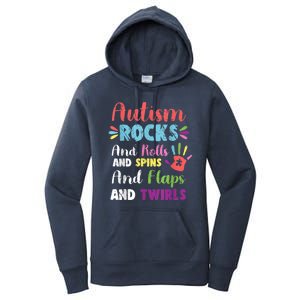 Fun Cute Autism Rocks Rolls Spins Flaps & Twirls Women's Pullover Hoodie