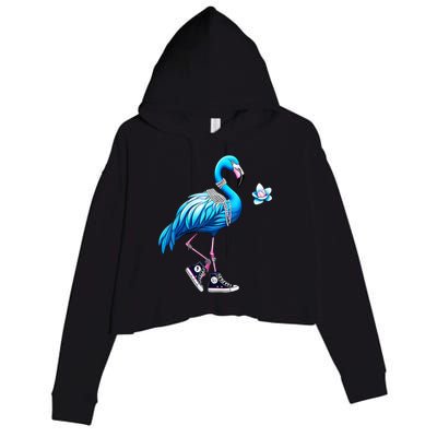 Flamingo Chucks And Pearls Kamala Harris 2024 Crop Fleece Hoodie