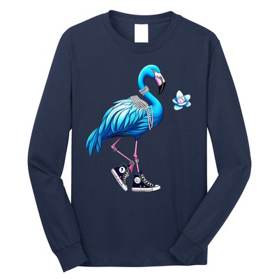 Flamingo Chucks And Pearls Kamala Harris 2024 Long Sleeve Shirt