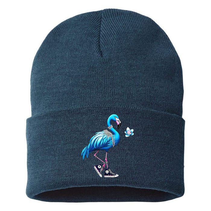 Flamingo Chucks And Pearls Kamala Harris 2024 Sustainable Knit Beanie